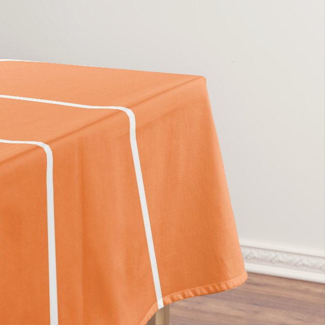 Simple White Stripes on Orange Background Tablecloth (In Situ)