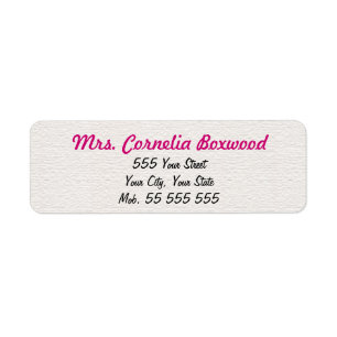 Simple White Structure Pink Name Return Address Label