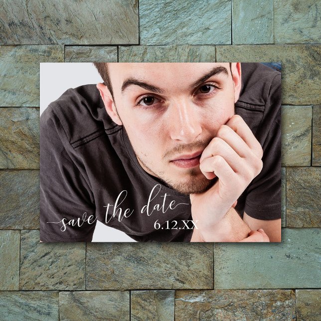 Simple White Text Save the Date Graduation Postcard (Creator Uploaded)