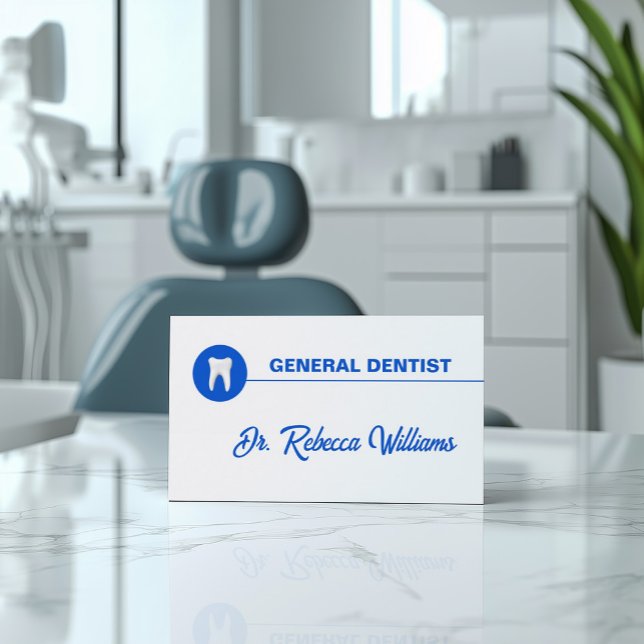 Simple White Tooth Dental Appointment Reminder Business Card (Perfect for business)