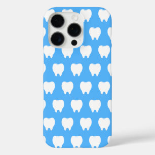 Simple White Tooth with Light Blue Pattern – Clean iPhone 16 Pro Case