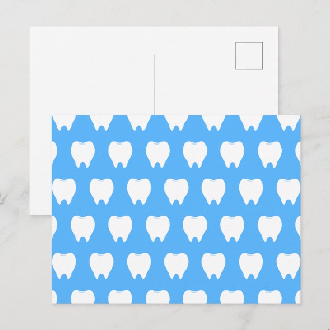 Simple White Tooth with Light Blue Pattern – Clean Holiday Postcard (Front/Back)
