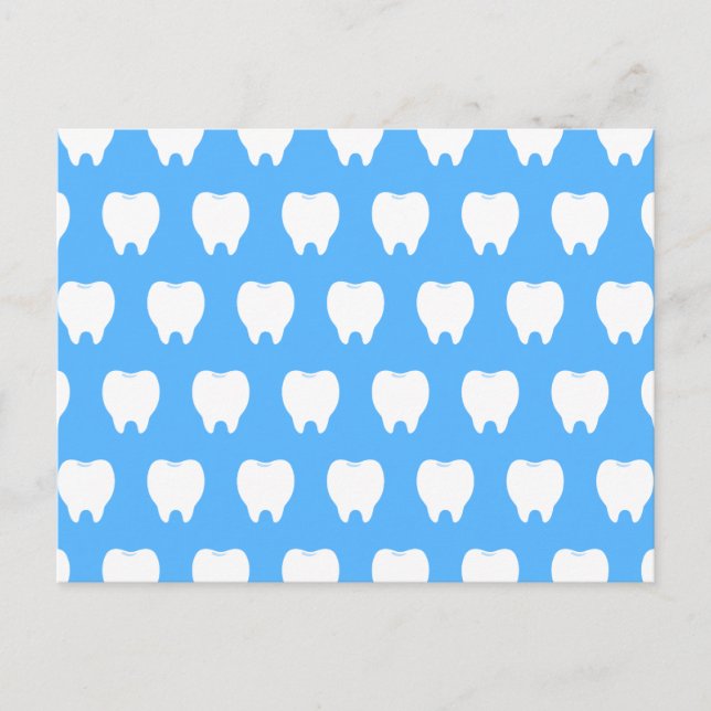 Simple White Tooth with Light Blue Pattern – Clean Holiday Postcard (Front)