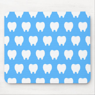 Simple White Tooth with Light Blue Pattern – Clean Mouse Pad