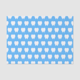 Simple White Tooth with Light Blue Pattern – Clean Tissue Paper