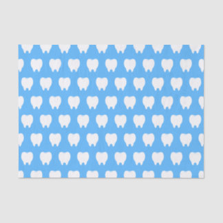 Simple White Tooth with Light Blue Pattern – Clean Tissue Paper