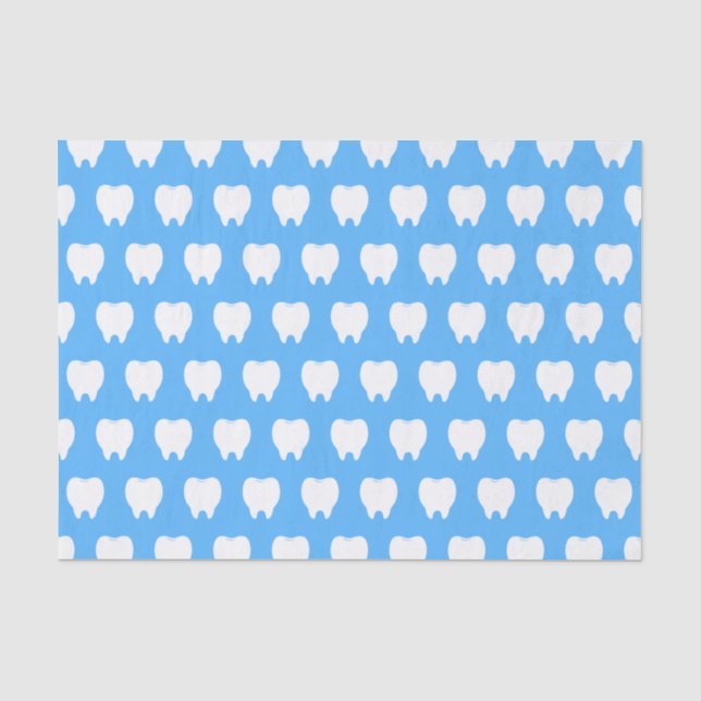 Simple White Tooth with Light Blue Pattern – Clean Tissue Paper (Front)