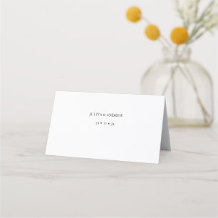 Simple white trendy wedding place card