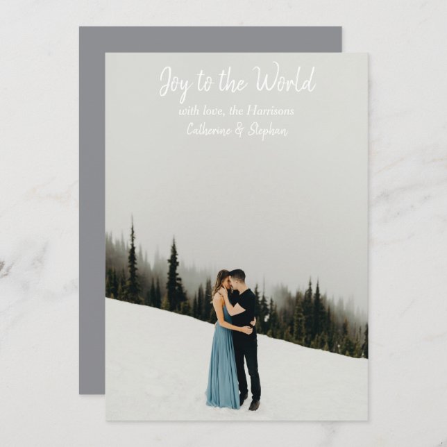 Simple White Typography Modern Christmas Card (Front/Back)