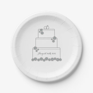 Simple White Wedding Cake Dessert Plate