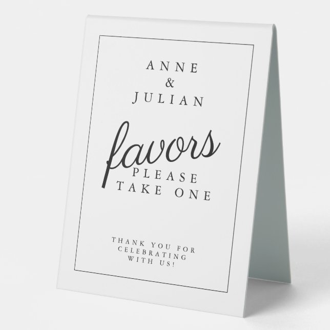 Simple White Wedding Favour Table Tent (Front)