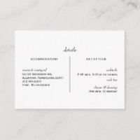 Simple White Wedding Invitation Cash Bar Detail