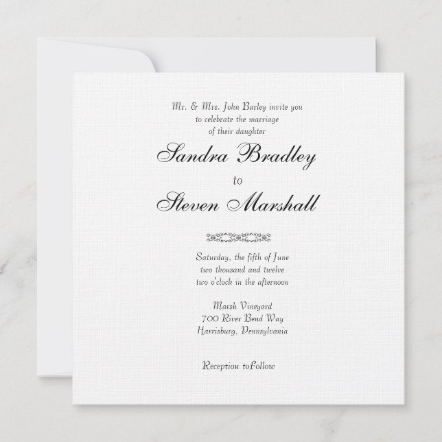 Simple White Wedding Invitations (Front)