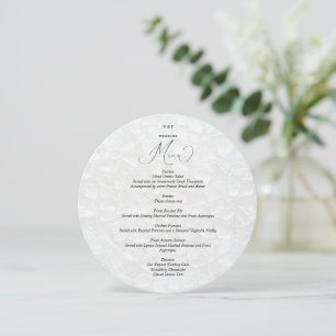 Simple White Wedding Menu Card