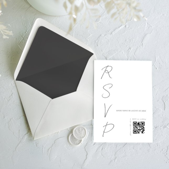 Simple White Wedding QR code RSVP Card (Creator Uploaded)