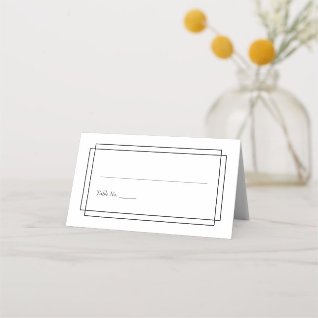 Simple White Wedding Reception Place Card (Front)