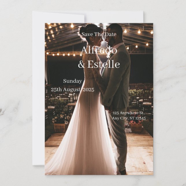 Simple white wedding story invitation (Front)