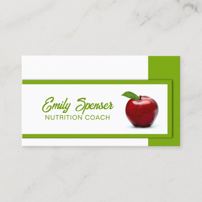 Simple White With A Red Apple Nutritionist Card (Front)