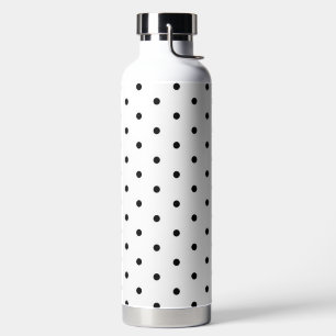 Simple White with Black Polka Dots Water Bottle