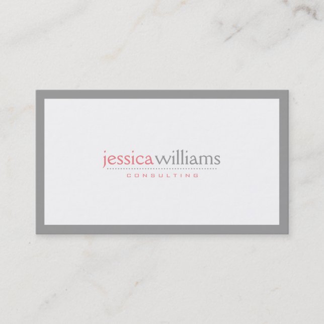 Simple White With Grey Border Business Card (Front)