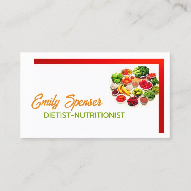 Simple White With Red Border Healthy Life/ Card (Front)