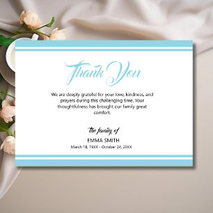 Simple White with Robin Egg Blue Lines Funeral Thank You Card