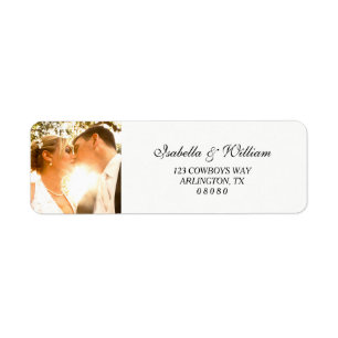 Simple White with your Photo Wedding Return Address Label