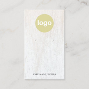 Simple White Wood Add Logo Earring Display Busin Business Card