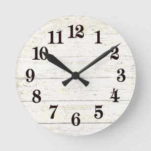 Simple white wood round clock