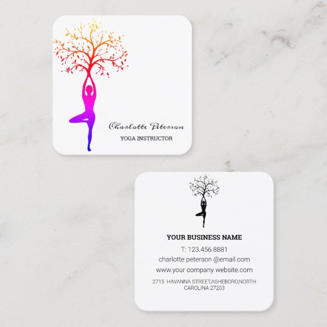 Simple White Yoga Instructor  Business Card (Front/Back)