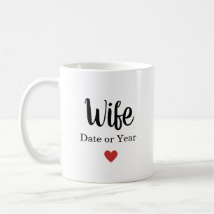 Simple Wife Date or Year Little Heart Custom Coffee Mug