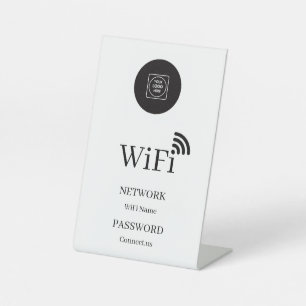 Simple WiFi Password Business Logo Display Pedestal Sign