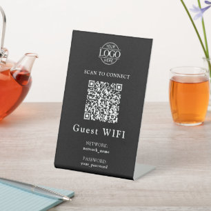 Simple Wifi Password & Network Business QR Code Pedestal Sign