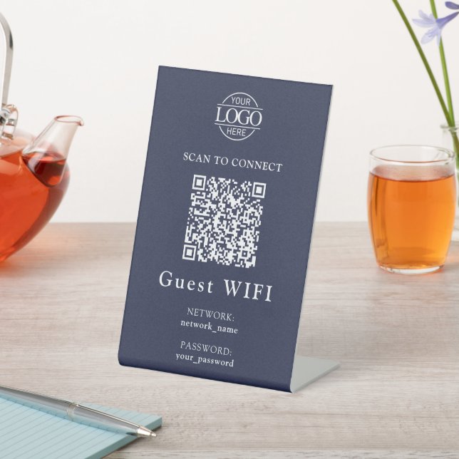 Simple Wifi Password &  Network | Business QR Code Pedestal Sign (In SItu)