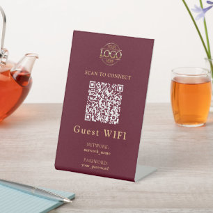 Simple Wifi Password & Network Business QR Code Pedestal Sign