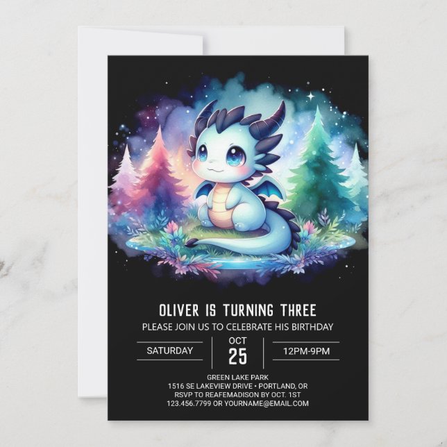 Simple Wild Dragon Birthday Invitation (Front)