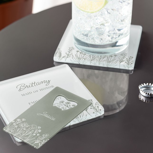 Simple Wildflower Any Colour Wedding Party (Wildflower Wedding Party Gift Bottle Opener to personalize in any color)