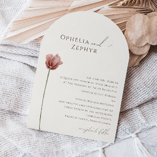 Simple Wildflower   Beige Traditional Wedding Arch Invitation