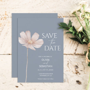 Simple Wildflower Boho Dusty Blue Wedding Save The Date