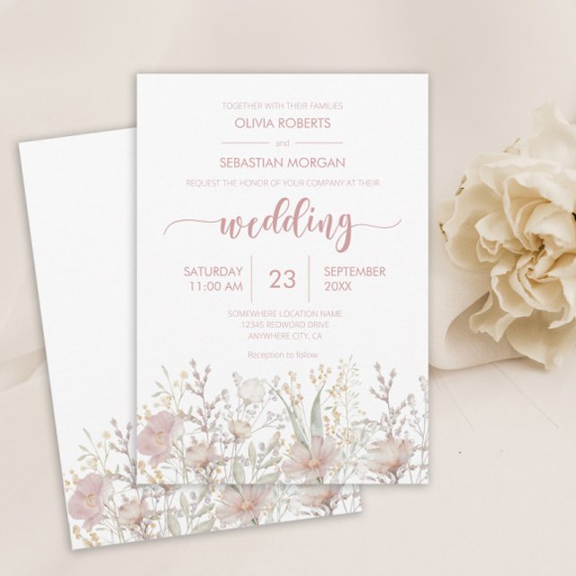 Simple Wildflower Boho Wedding Invitation (Creator Uploaded)