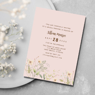 Simple Wildflower Bridal Shower Party Invitation