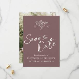 Simple wildflower brown white photo save the date