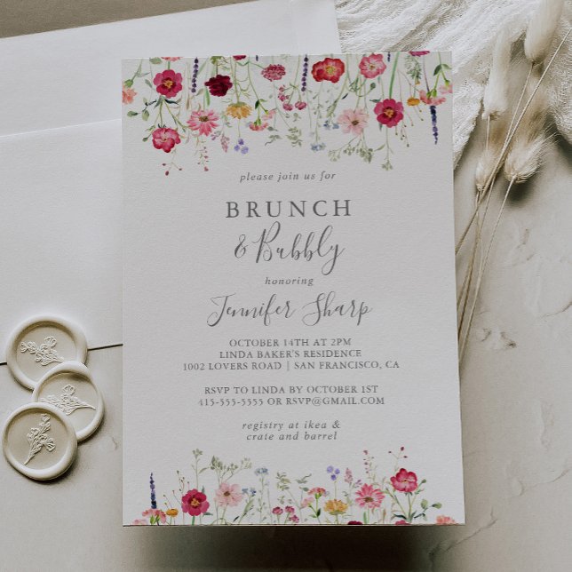 Simple Wildflower Brunch and Bubbly Bridal Shower Invitation (Creator Uploaded)