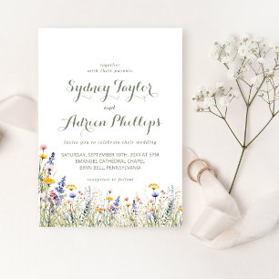 Simple Wildflower Casual Wedding Invitation