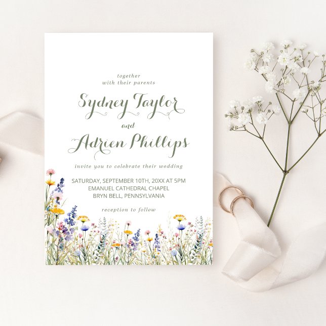 Simple Wildflower Casual Wedding Invitation (Creator Uploaded)