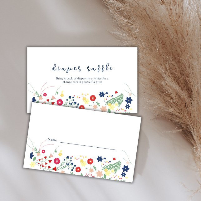 Simple Wildflower Diaper Raffle Baby Shower  Enclosure Card (Simple Wildflower Diaper Raffle Baby Shower Enclosure Card)