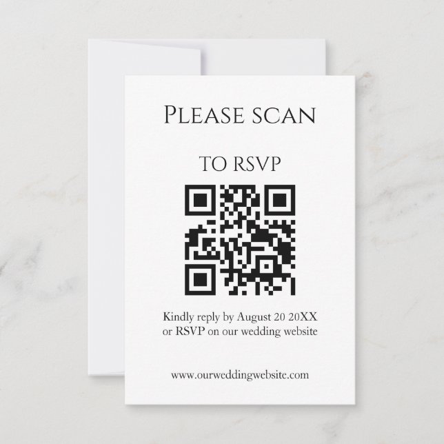Simple Wildflower Elegant QR Code & RSVP Wedding Card (Front)