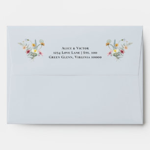 Simple Wildflower Fern Dusty Blue Wedding Mailing Envelope
