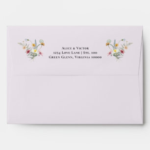 Simple Wildflower Fern Lavender Wedding Mailing Envelope