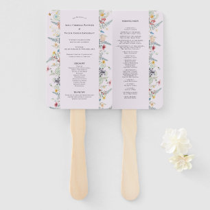 Simple Wildflower Fern Lavender Wedding Program Hand Fan